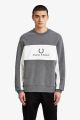 Fred Perry Panel Piped Sweatshirt Charcoal Marl M4553 948