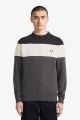 Fred Perry Panelled Jumper Charocoal Solid Marl K8502 328